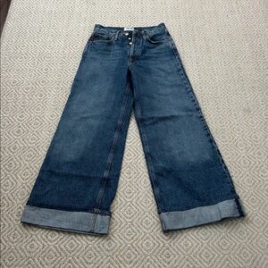 AGOLDE button fly wide leg cuffed jeans